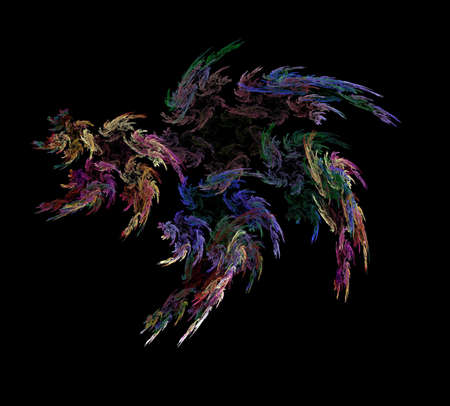 image of one Digital Fractal on Black Colorの写真素材