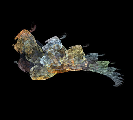 image of one Digital Fractal on Black Colorの写真素材