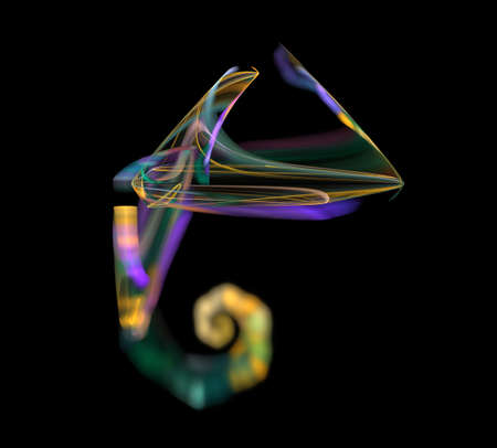 image of one Digital Fractal on Black Colorの写真素材