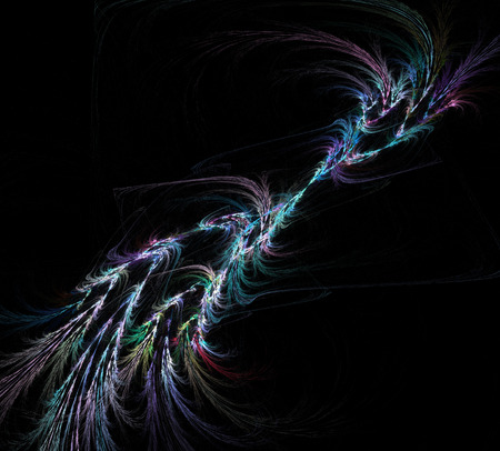 image of one Digital Fractal on Black Colorの写真素材