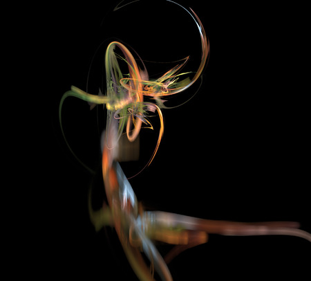 image of one Digital Fractal on Black Colorの写真素材