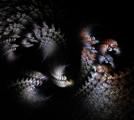 image of one Digital Fractal on Black Colorの写真素材