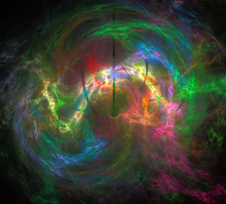 image of one Digital Fractal on Black Colorの写真素材