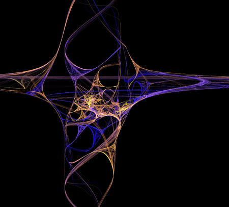 image of one Digital Fractal on Black Colorの写真素材