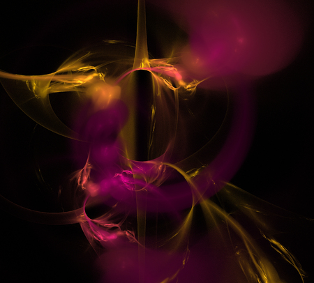 image of one Digital Fractal on Black Colorの写真素材