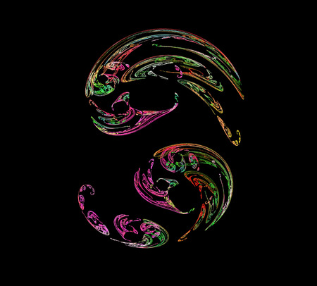 image of one Digital Fractal on Black Colorの写真素材