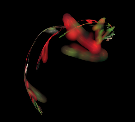 image of one Digital Fractal on Black Colorの写真素材