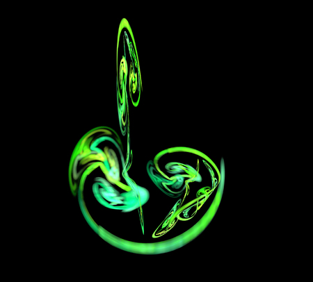 image of one Digital Fractal on Black Colorの写真素材