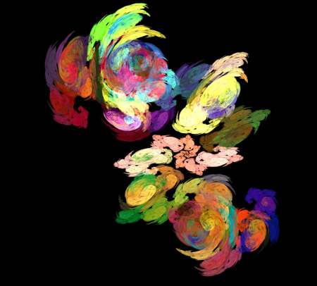 image of one Digital Fractal on Black Colorの写真素材