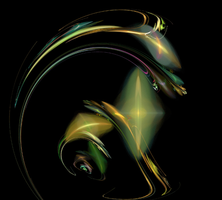 image of one Digital Fractal on Black Colorの写真素材