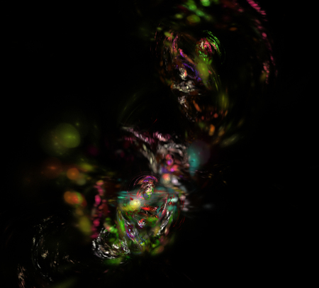 image of one Digital Fractal on Black Colorの写真素材