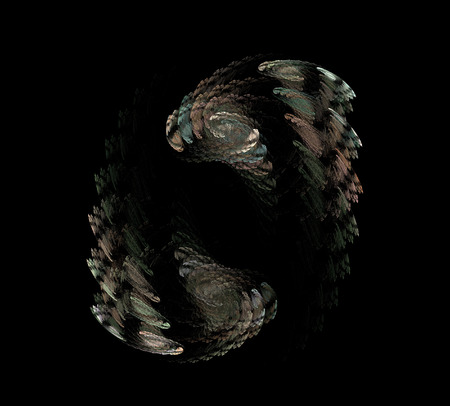 image of one Digital Fractal on Black Colorの写真素材