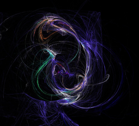 image of one Digital Fractal on Black Colorの写真素材
