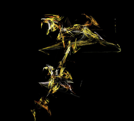 image of one Digital Fractal on Black Colorの写真素材