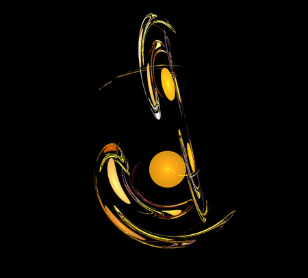 image of one Digital Fractal on Black Colorの写真素材