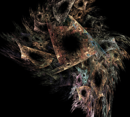 image of one Digital Fractal on Black Colorの写真素材
