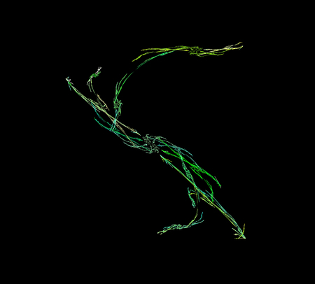 image of one Digital Fractal on Black Colorの写真素材