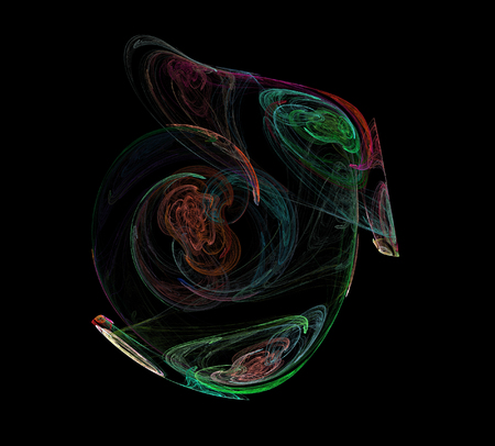 image of one Digital Fractal on Black Colorの写真素材