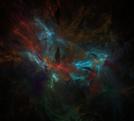 image of one Digital Fractal on Black Colorの写真素材