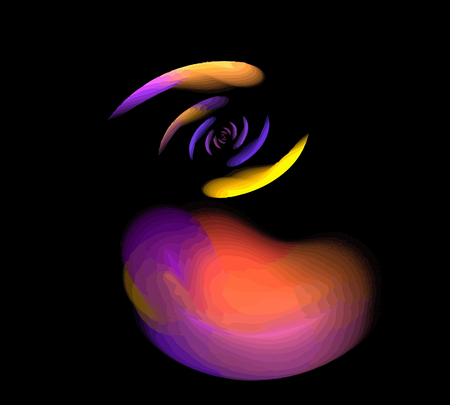 image of one Digital Fractal on Black Colorの写真素材