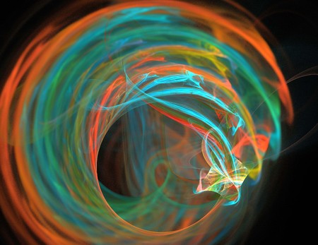 image of one Digital Fractal on Black Colorの写真素材