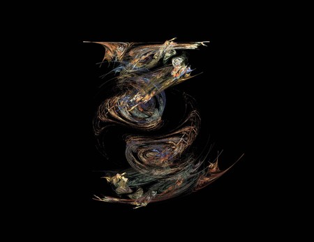 image of one Digital Fractal on Black Colorの写真素材