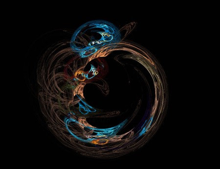 image of one Digital Fractal on Black Colorの写真素材