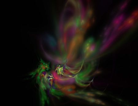 image of one Digital Fractal on Black Colorの写真素材