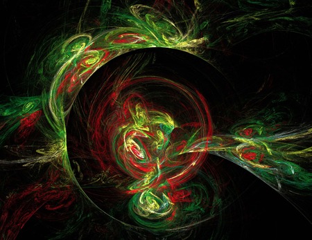 image of one Digital Fractal on Black Colorの写真素材