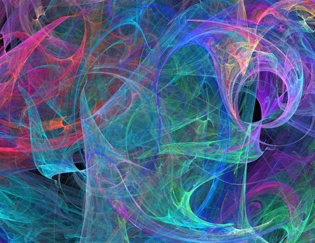 image of one Digital Fractal on Black Colorの写真素材