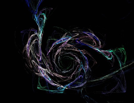 image of one Digital Fractal on Black Colorの写真素材