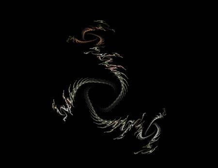 image of one Digital Fractal on Black Colorの写真素材