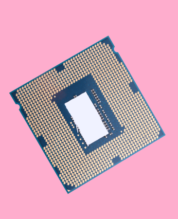 central Processor unit isolated on pink background at dry sunny day