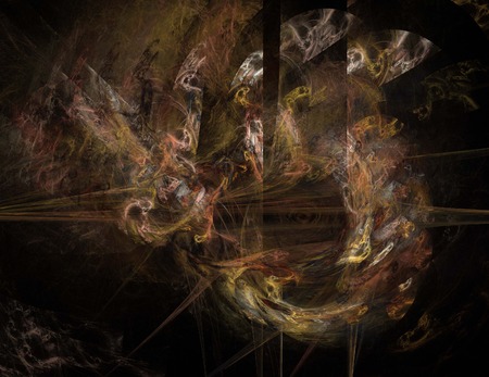 image of one Digital Fractal on Black Colorの写真素材