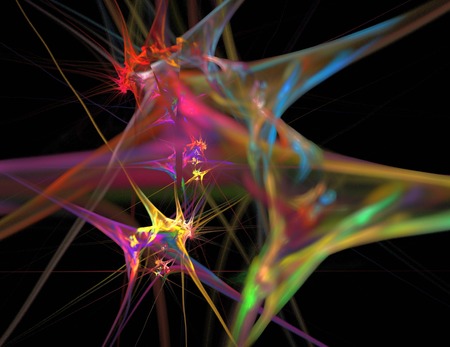 image of one Digital Fractal on Black Colorの写真素材