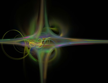 image of one Digital Fractal on Black Colorの写真素材