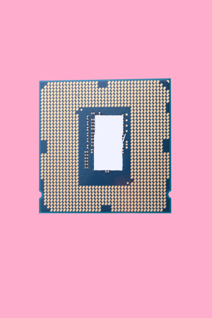 central Processor unit isolated on pink background at dry sunny day