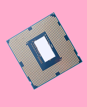 central Processor unit isolated on pink background at dry sunny dayの写真素材