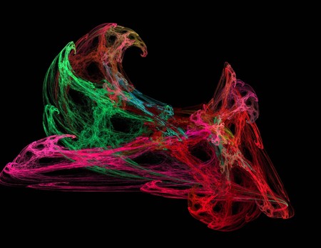 image of one Digital Fractal on Black Colorの写真素材