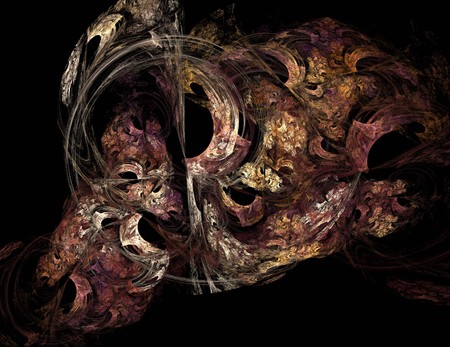 image of one Digital Fractal on Black Colorの写真素材