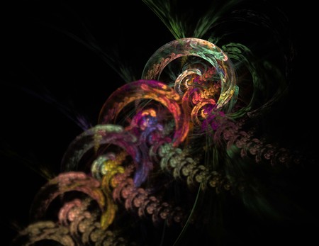image of one Digital Fractal on Black Colorの写真素材
