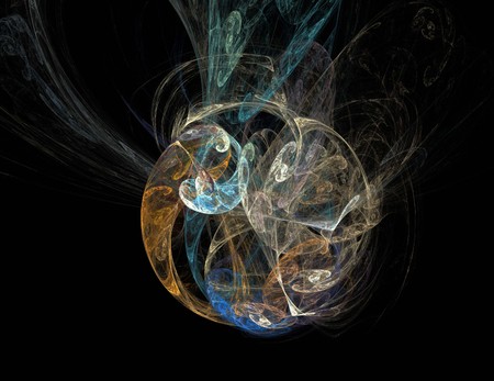 image of one Digital Fractal on Black Colorの写真素材