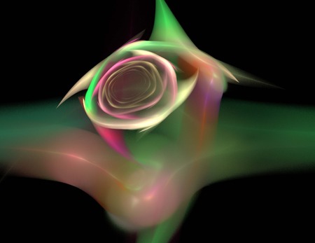image of one Digital Fractal on Black Colorの写真素材