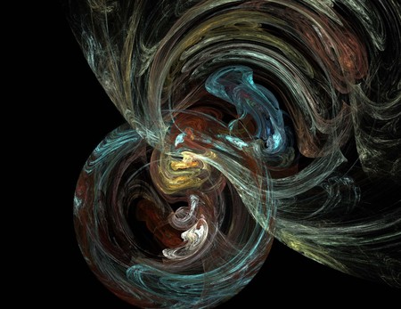 image of one Digital Fractal on Black Colorの写真素材