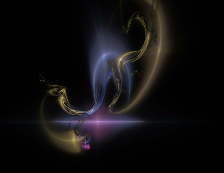 image of one Digital Fractal on Black Colorの写真素材