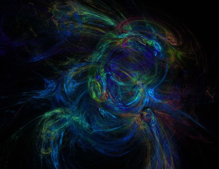 image of one Digital Fractal on Black Colorの写真素材