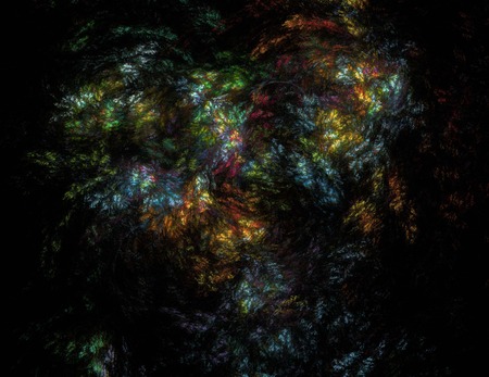 image of one Digital Fractal on Black Colorの写真素材