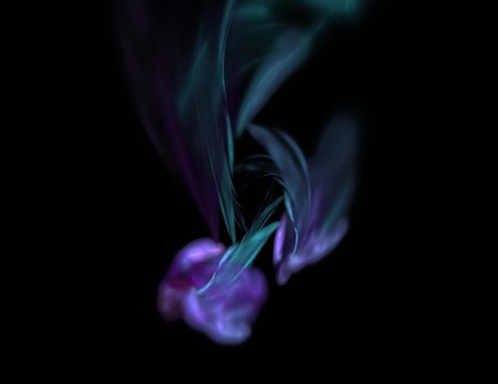 image of one Digital Fractal on Black Colorの写真素材