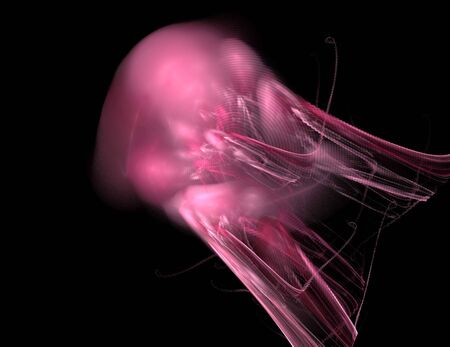 image of one Digital Fractal on Black Colorの写真素材