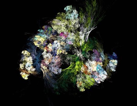 image of one Digital Fractal on Black Colorの写真素材